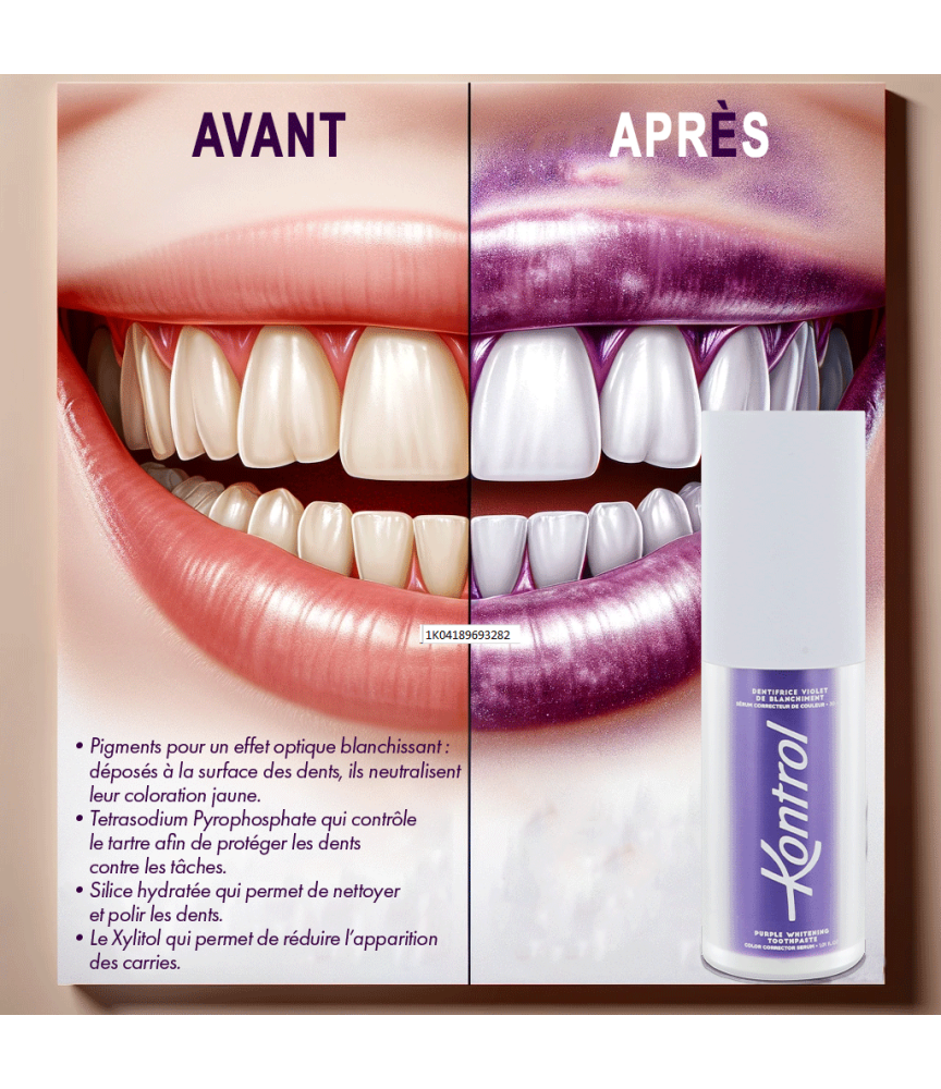 Dentifrice Violet de blanchiment Kontrol 30ml Sourire Éclatant