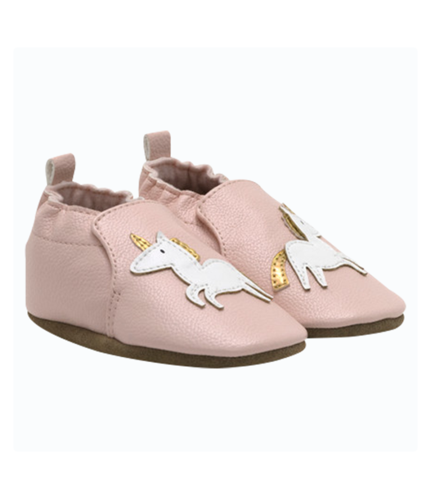 Chaussons en Cuir pour Bébé - Motif Licorne - Antidérapants