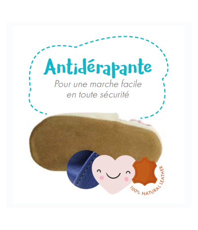 chausson en cuir antidérapants pour bébé