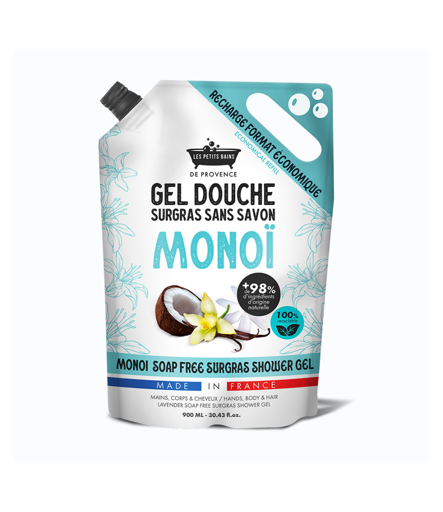 Recharge Gel Douche Monoï 900ml - Les Petits Bains de Provence