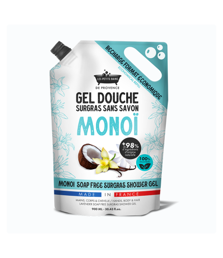 Recharge Gel Douche Monoï 900ml - Les Petits Bains de Provence