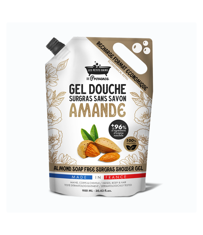 Recharge Gel Douche Amande 900ml - Les Petits Bains de Provence