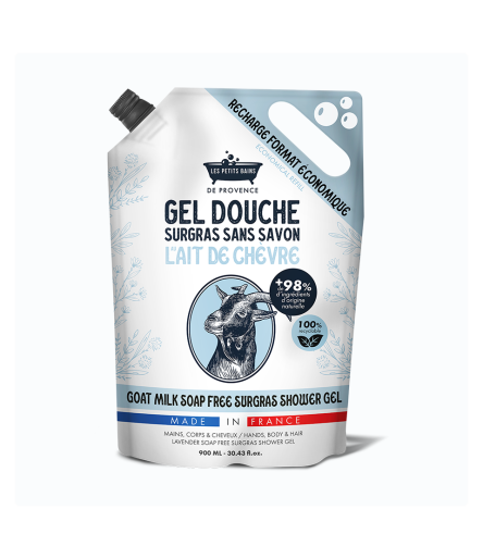 Recharge Gel Douche au lait de chèvre 900ml - Les Petits Bains de Provence