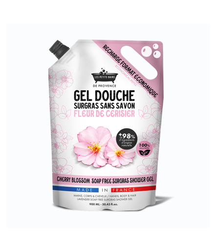 Recharge Gel Douche fleur de cerisier 900ml - Les Petits Bains de Provence