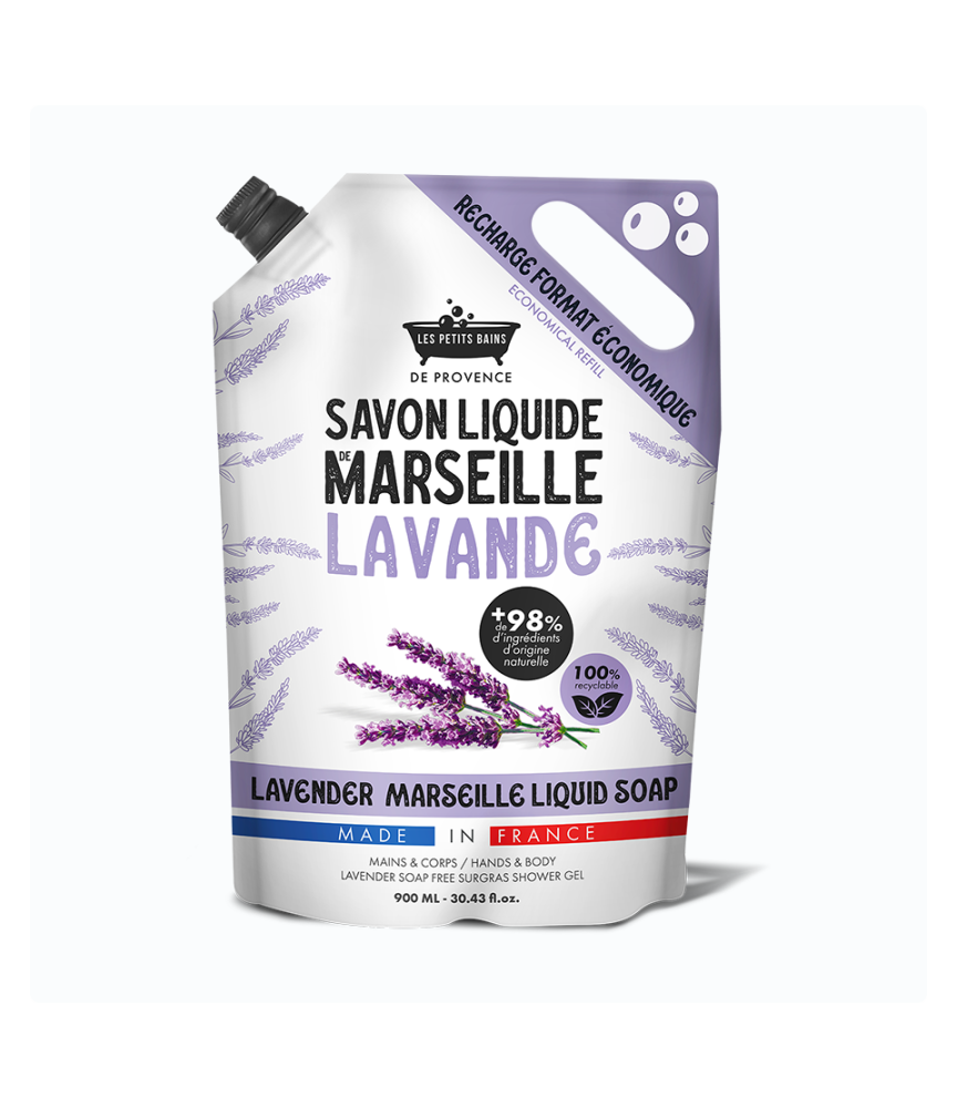 Recharge Savon Liquide Lavande 900ml - Les Petits Bains de Provence