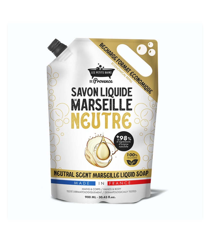 Recharge Savon Liquide Neutre 900ml - Les Petits Bains de Provence