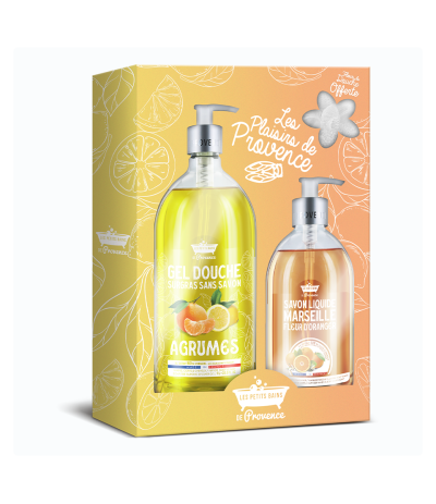 Les Plaisirs de Provence – Coffret Fruité : Gel Douche 1L & Savon Liquide Marseille