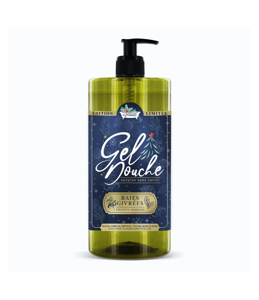 Gel Douche Baies Givrées 1L – Édition Limitée Noël | Les Petits Bains de Provence