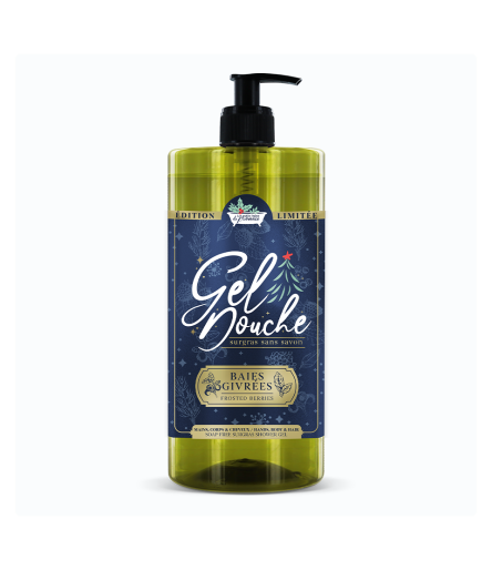 Gel Douche Baies Givrées 1L – Édition Limitée Noël | Les Petits Bains de Provence